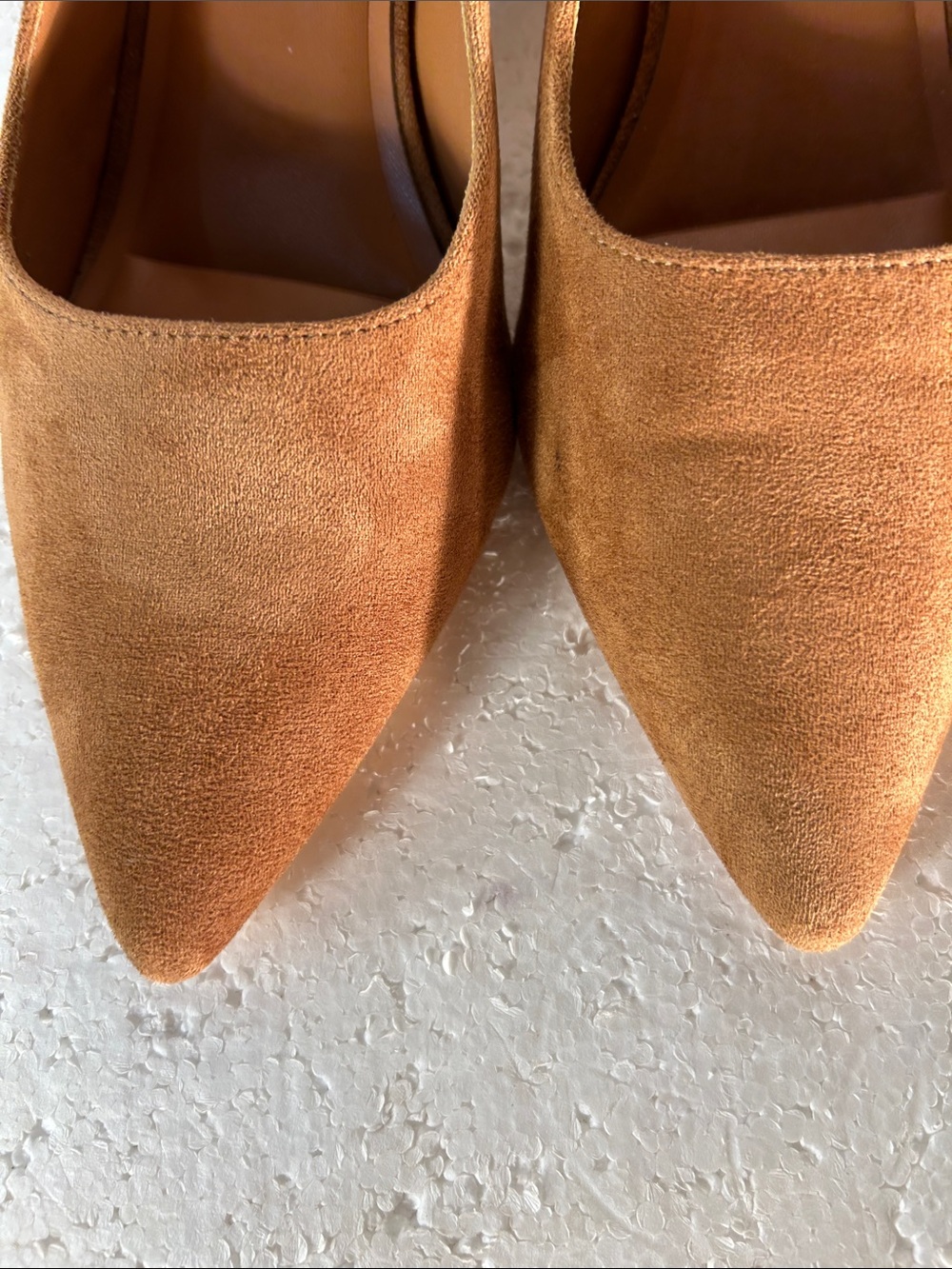 Mostrin SZ 8.5 Camel Suede Block Heel Slingback Office Dressy Chic Closet Staple - Picture 10 of 14